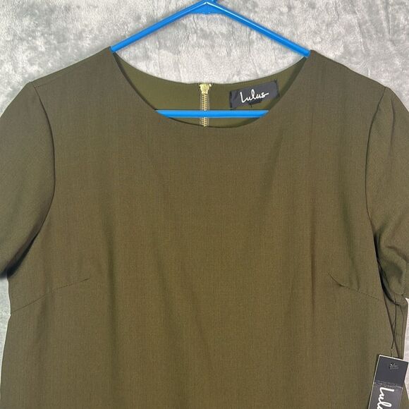 NWT New Lulus Army Green Midi Dress Zippered Back Fully Lined Size Medium - Picture 3 of 10